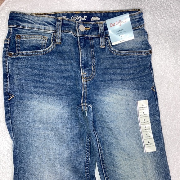NWT cat & jack stretch denim straight adjustable waist boys size 8 jeans - Picture 2 of 10